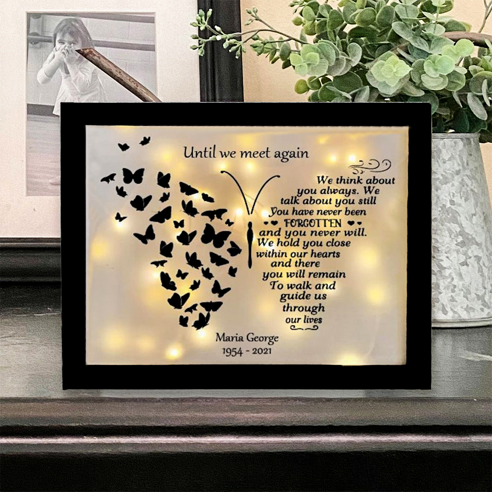 Personalised Butterfly Frame Until We Meet Again Lighted Shadow Box Memorial Gifts-Jessemade AU