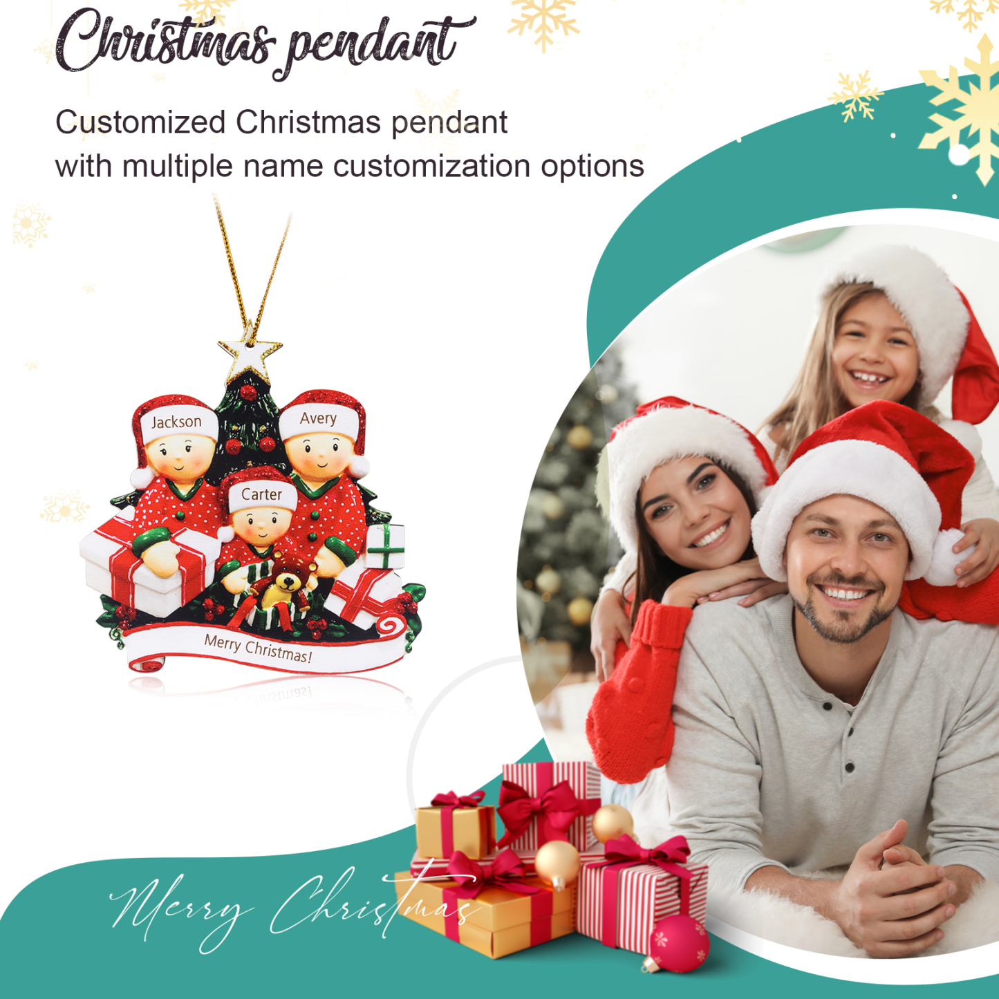 Personalised Christmas Tree Ornament Custom 3 Family Members Names Ornament-Jessemade AU