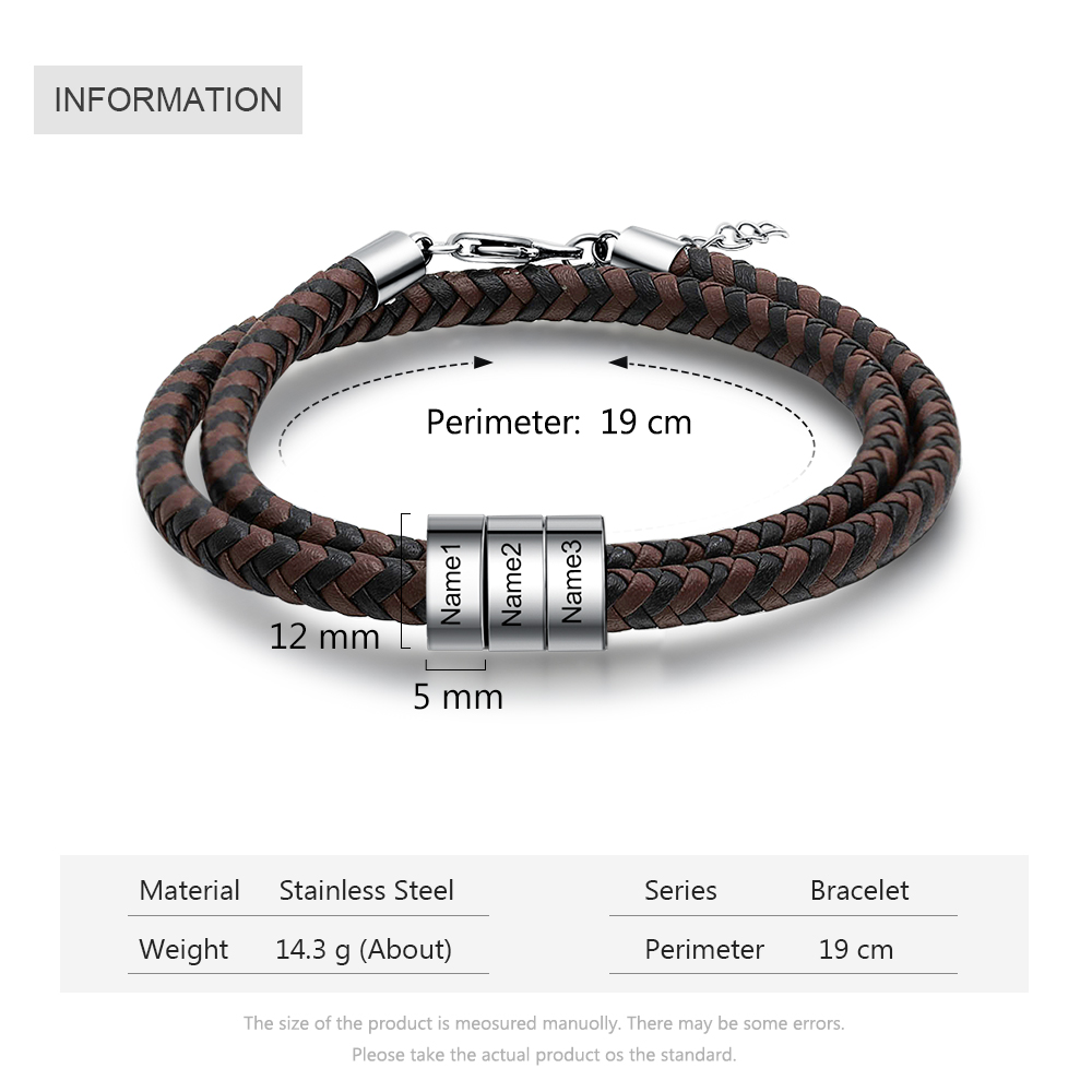 Personalised 3 Beads Men's Bracelet For Him-Jessemade AU