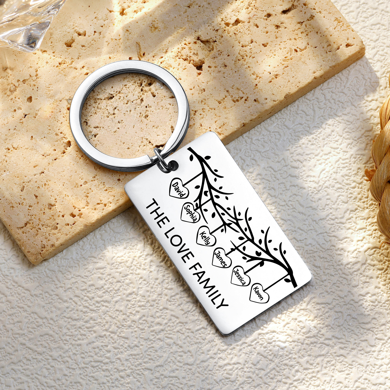 Custom Family Tree Keychain with 6 Names Personalised Dog Tag keyring-Jessemade AU