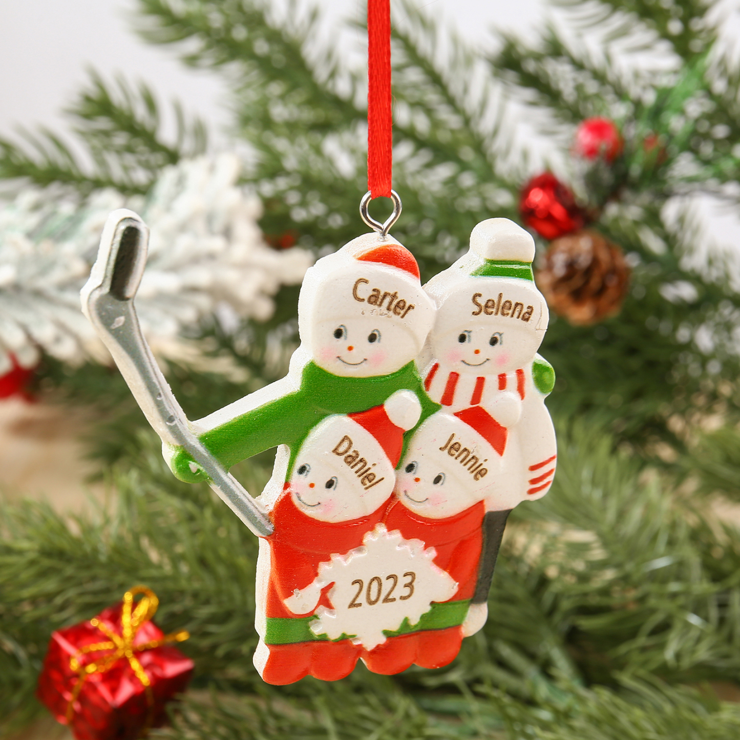 4 Names - Personalised Resin Christmas Ornaments Customised Name & Year Xmas Decor Gifts for Family Friends-Jessemade AU