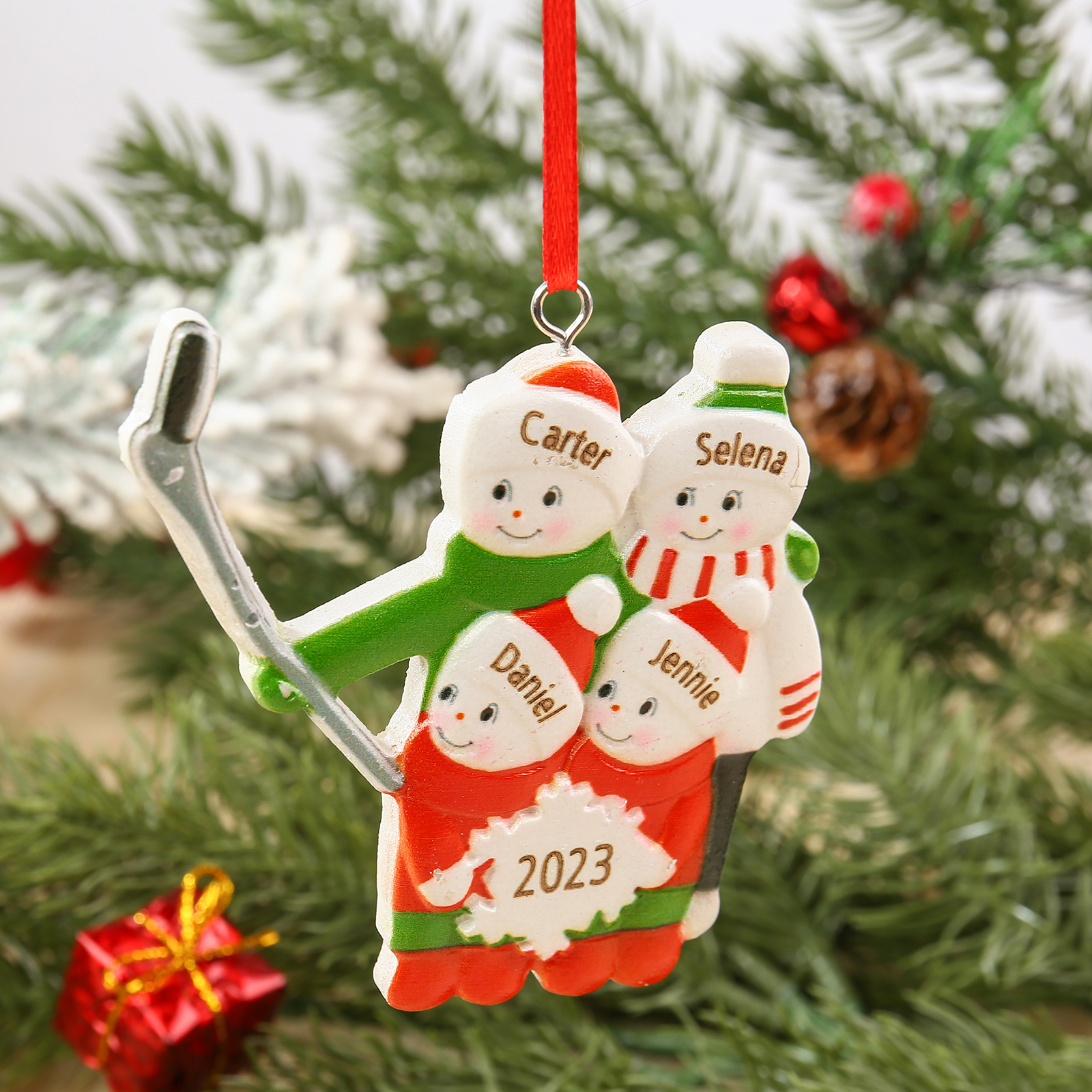 4 Names - Personalised Resin Christmas Ornaments Customised Name & Year Xmas Decor Gifts for Family Friends-Jessemade AU