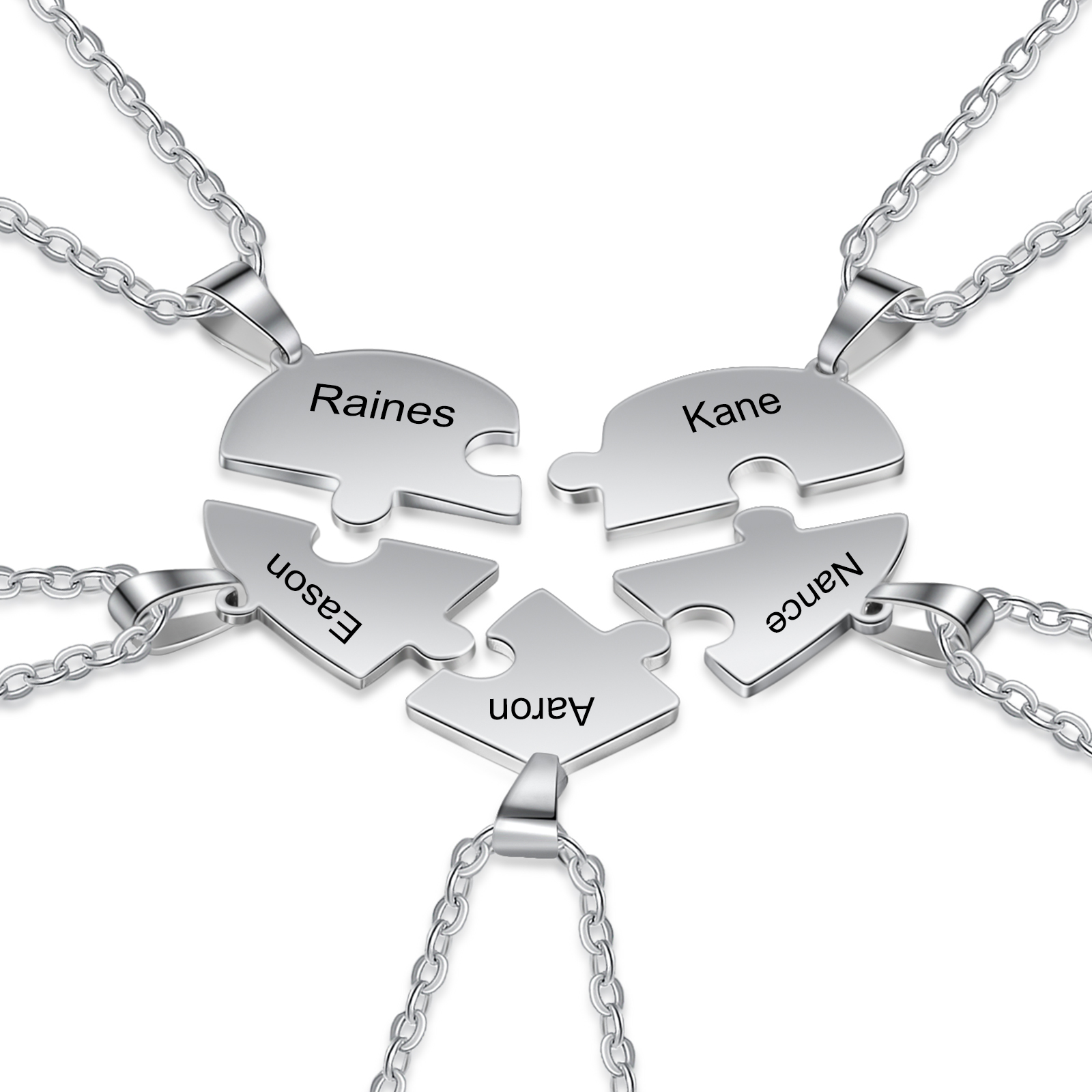 Personalised Heart Puzzle Necklace With 5 Names Gifts For Her-Jessemade AU