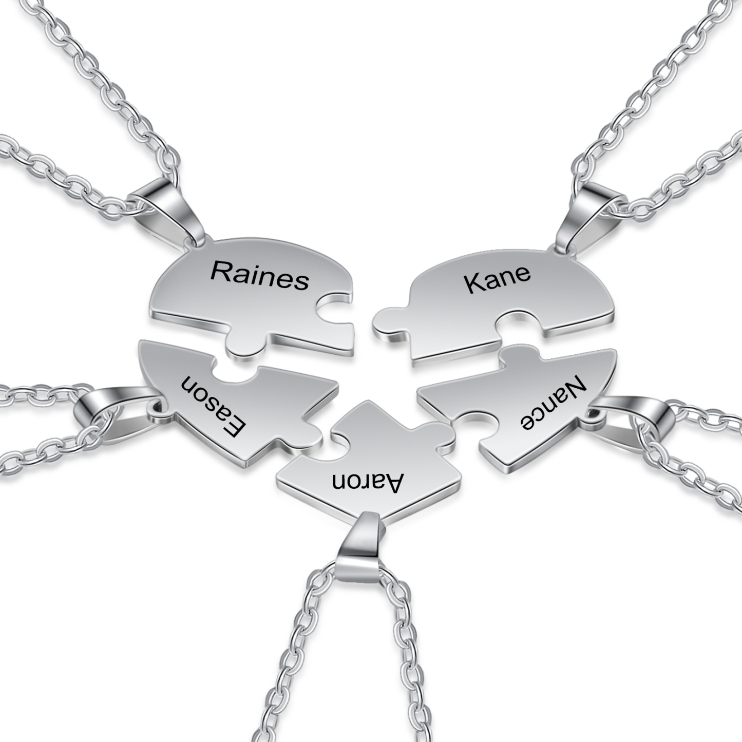 Personalised Heart Puzzle Necklace With 5 Names Gifts For Her-Jessemade AU