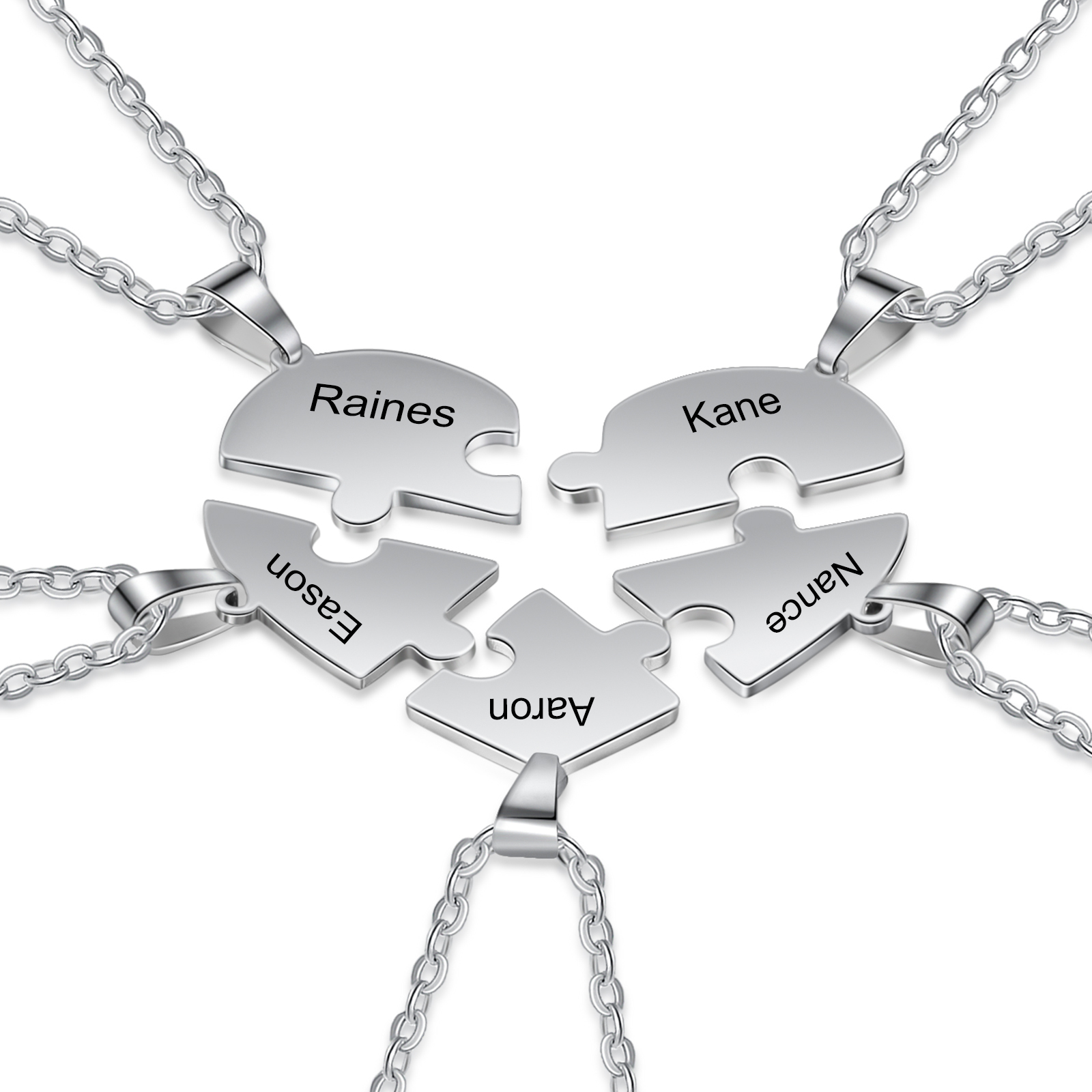 Personalised Heart Puzzle Necklace With 5 Names Gifts For Her-Jessemade AU