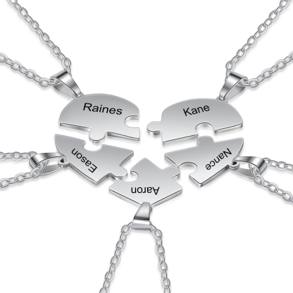 Personalised Heart Puzzle Necklace With 5 Names Gifts For Her-Jessemade AU