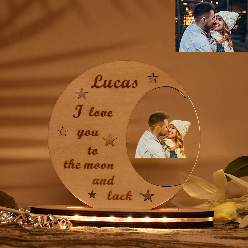 Custom Photos Acrylic Moon Night Light Lamp Home Decoration Gifts-Jessemade AU