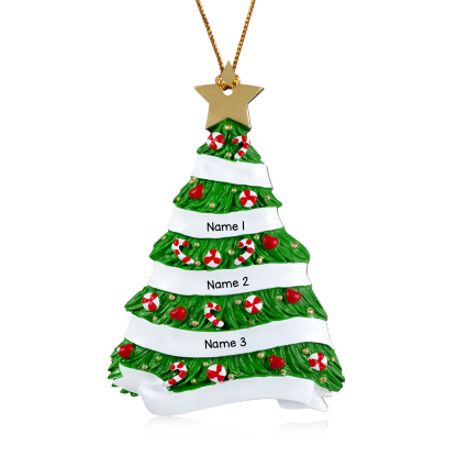 3 Names - Personalised Christmas Tree Ornament Customised Name Wooden Hanging Ornaments Christmas Gift for Family-Jessemade AU