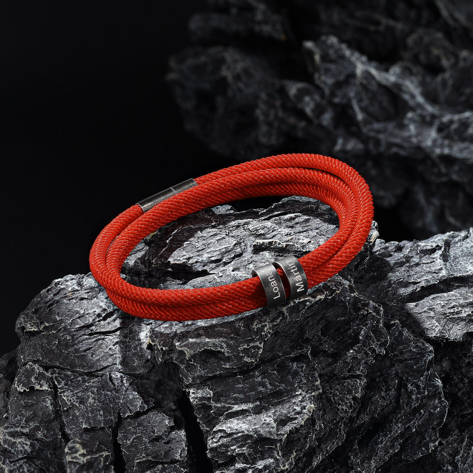 2 Names - Vintage Men's Bracelet Custom Name Bracelet Nylon Bracelet Personalised Gift for Him-Jessemade AU