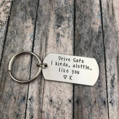 Personalised Initial Couple Keychain for Him "Drive Safe I Kinda, Alottle, Like you"-Jessemade AU