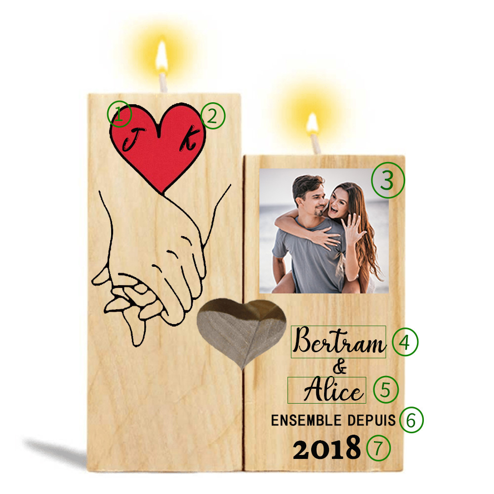 Couple Wooden Candle Holder Hand Gesture Heart Promise Candlesticks-Jessemade AU