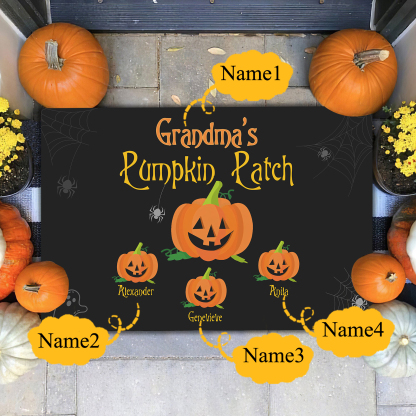 Personalised Halloween Doormat Custom 4 Names Pumpkin Doormat Home Decor - Grandma's Pumpkin Patch-Jessemade AU