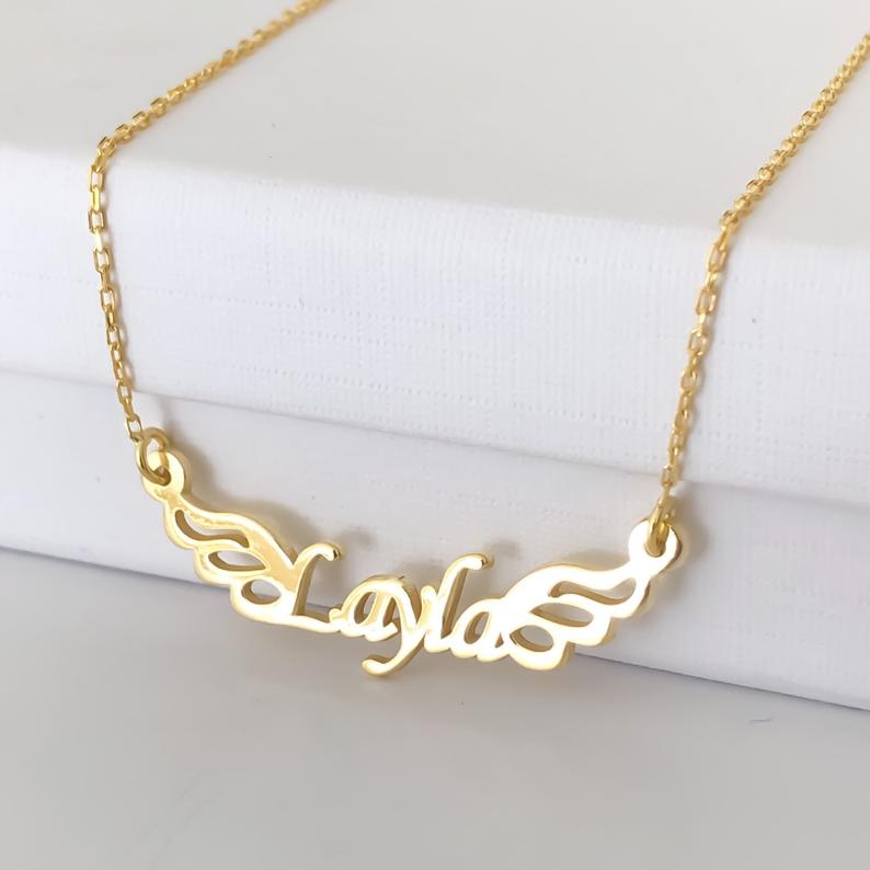 Personalised Wings Necklace Custom 1 Name Necklace Gift For Her-Jessemade AU