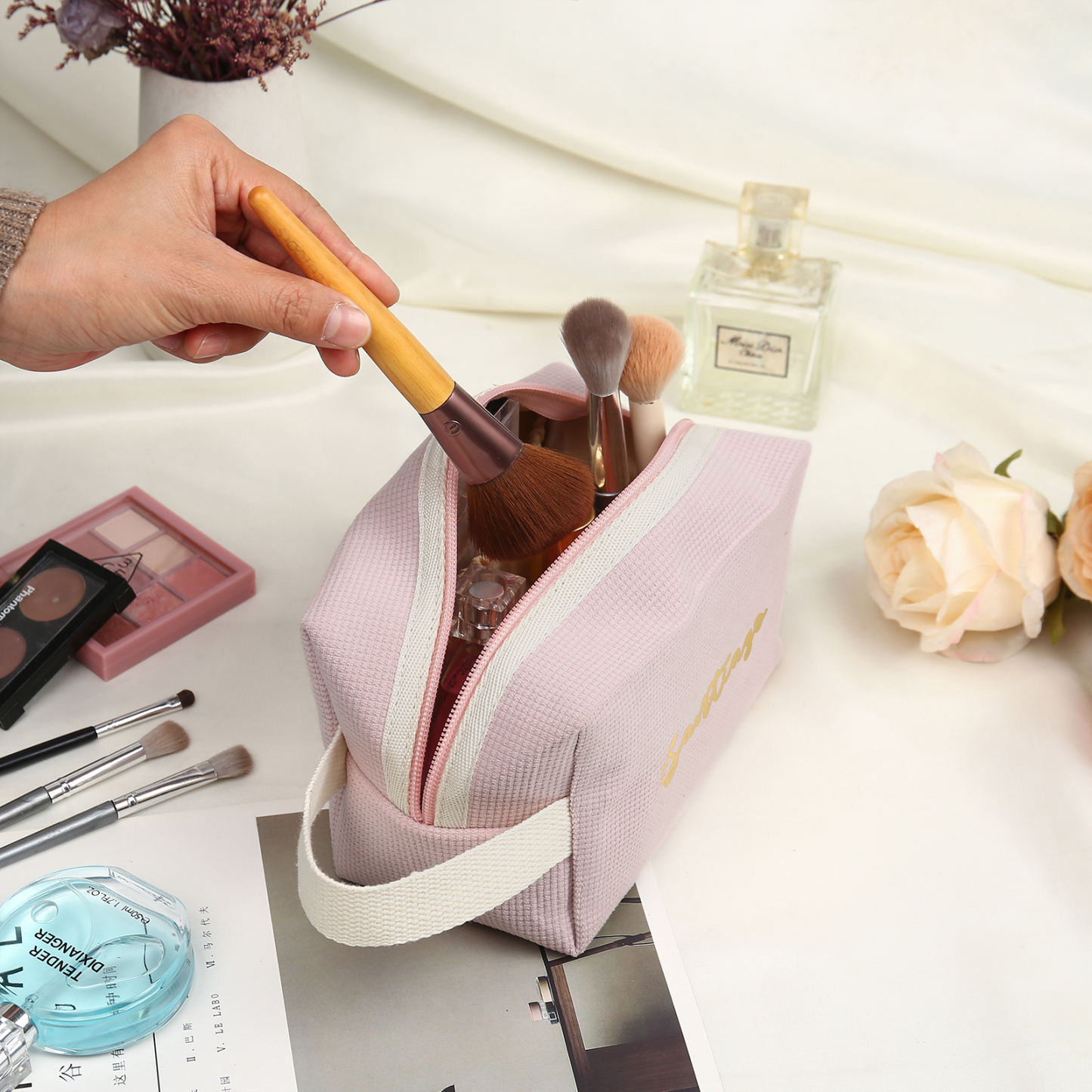 Personalised Name Cosmetic Bag Custom Makeup Bag Zipper Storage Bag Gifts for Ladies Girls-Jessemade AU