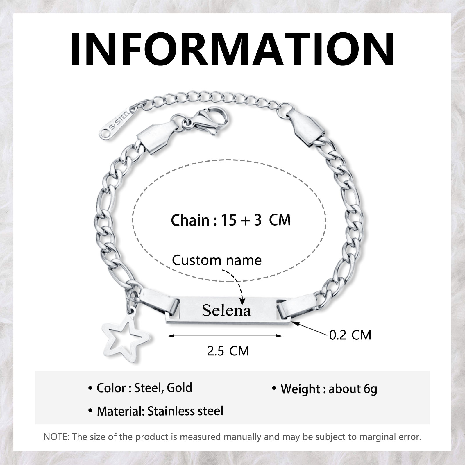 Custom Name Bracelet Personalised Cuban Chain Bracelet Star Bracelet Love Gifts-Jessemade AU