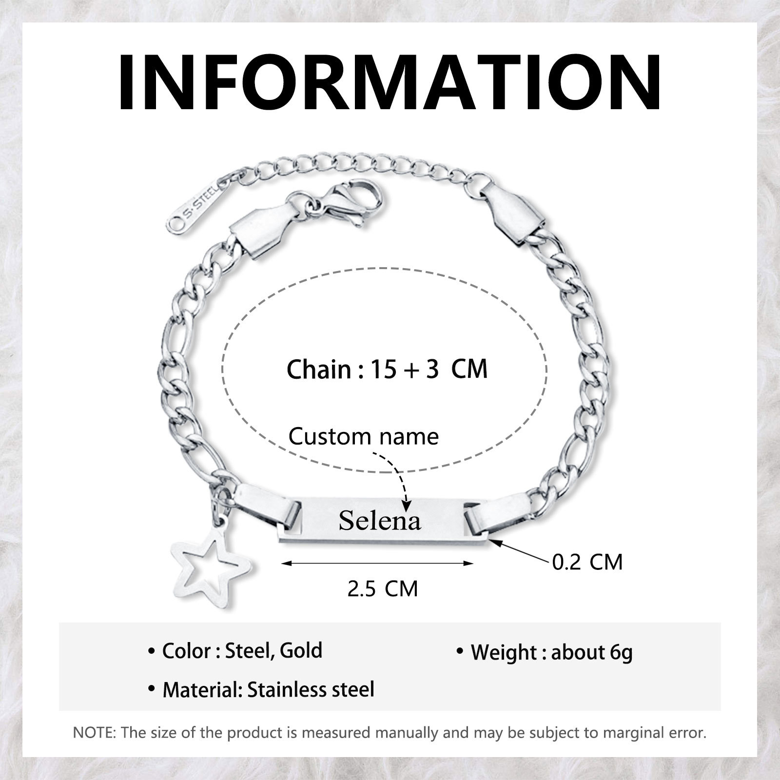 Custom Name Bracelet Personalised Cuban Chain Bracelet Star Bracelet Love Gifts-Jessemade AU