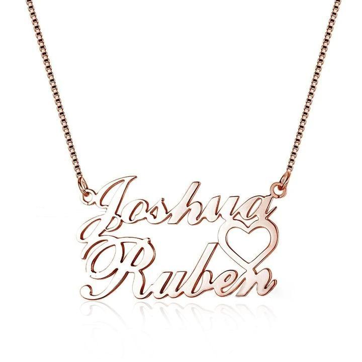 Personalised Heart Necklace Custom 2 Names Necklace Gift For Women-Jessemade AU