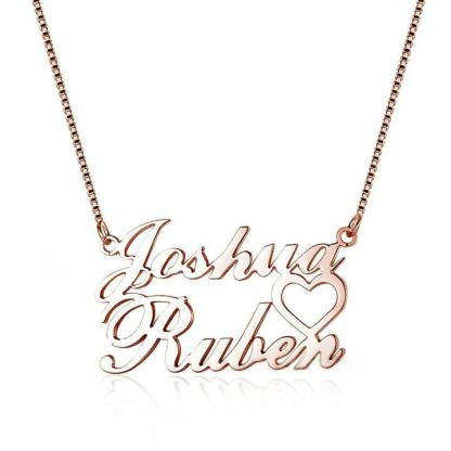 Personalised Heart Necklace Custom 2 Names Necklace Gift For Women-Jessemade AU