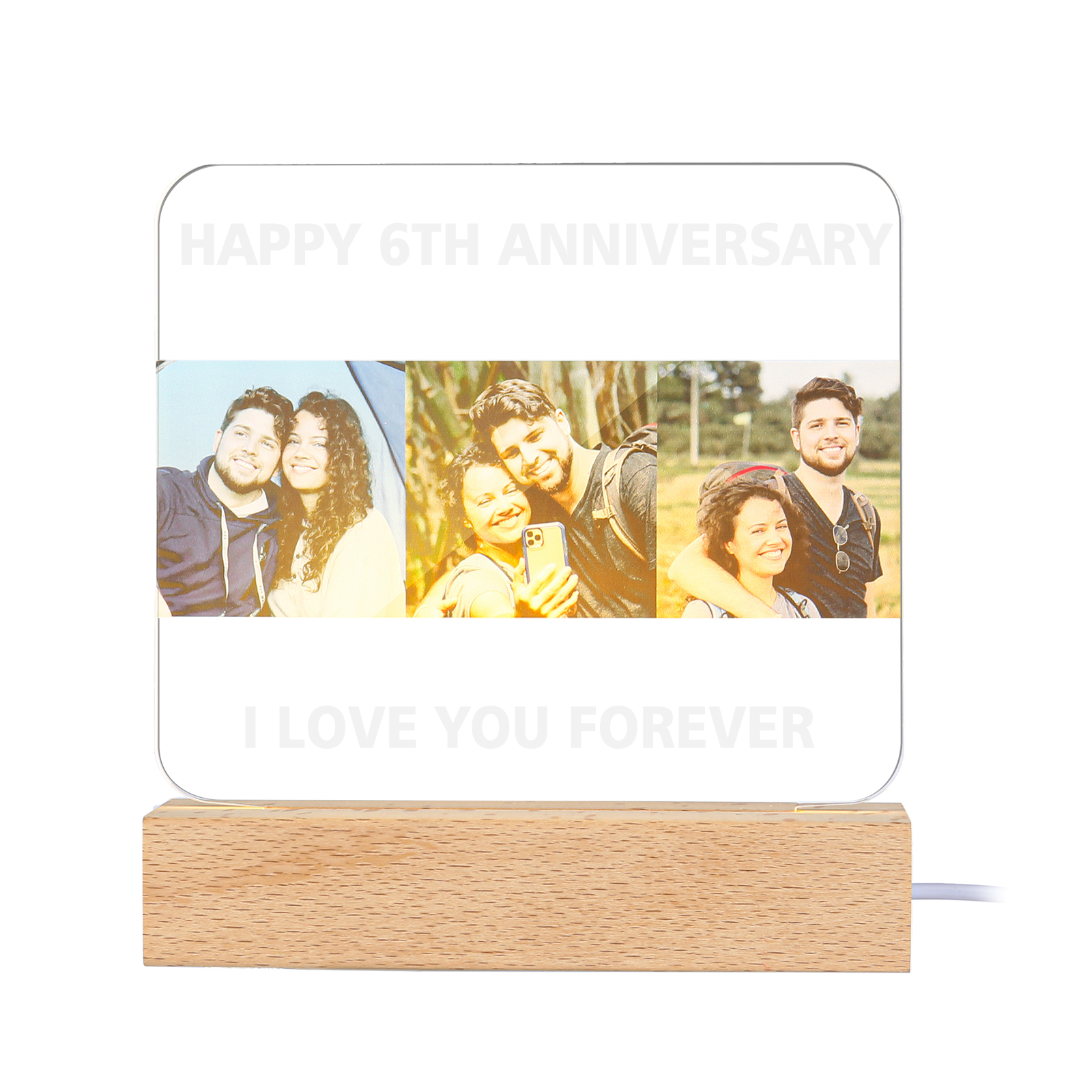 Personalised Family Photo Night Light Ornament Custom Text Bedroom Decor Home Decoration LED Light Personalised Photo Ornament-Jessemade AU