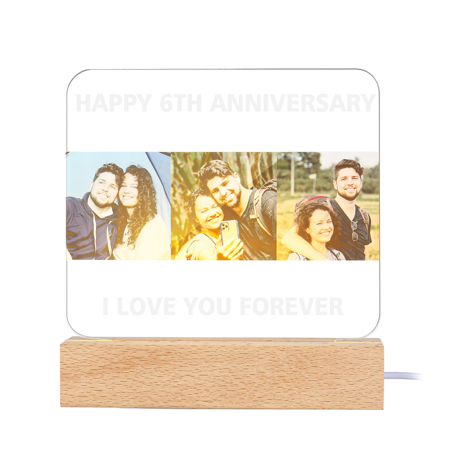 Personalised Family Photo Night Light Ornament Custom Text Bedroom Decor Home Decoration LED Light Personalised Photo Ornament-Jessemade AU