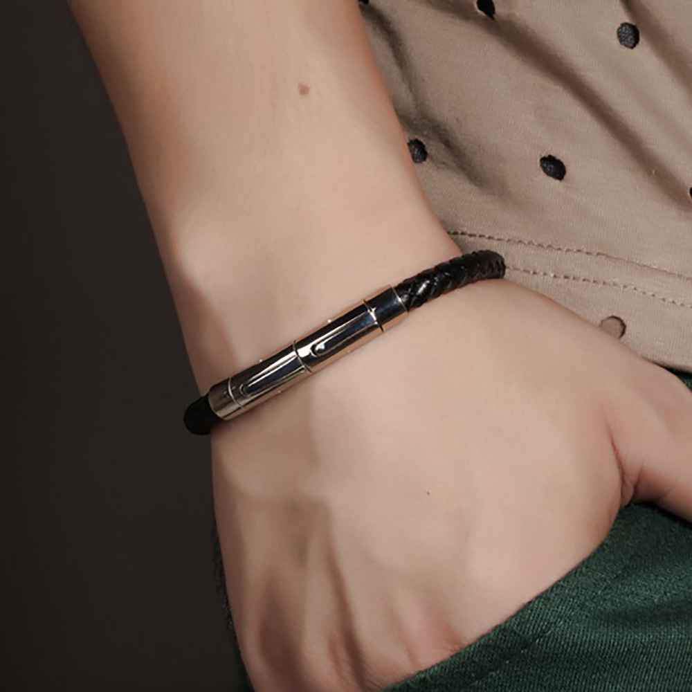 Men's Bracelets & Bangles Leather Black Braided Rope  Gift for Dad-Jessemade AU