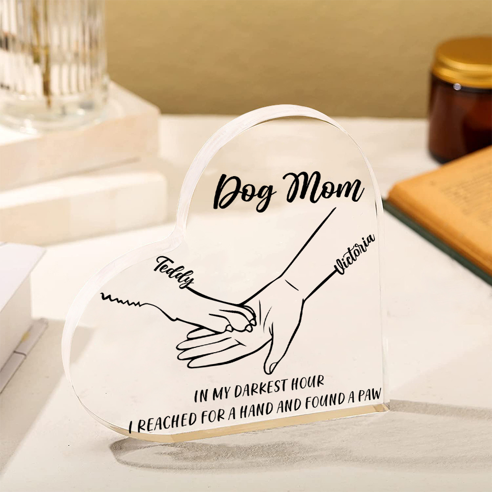 Personalised Acrylic Heart Keepsake Custom 2 Names & Text Dog/Cat Paw Ornaments Gifts for Mother/Father/Pet Lovers-Jessemade AU