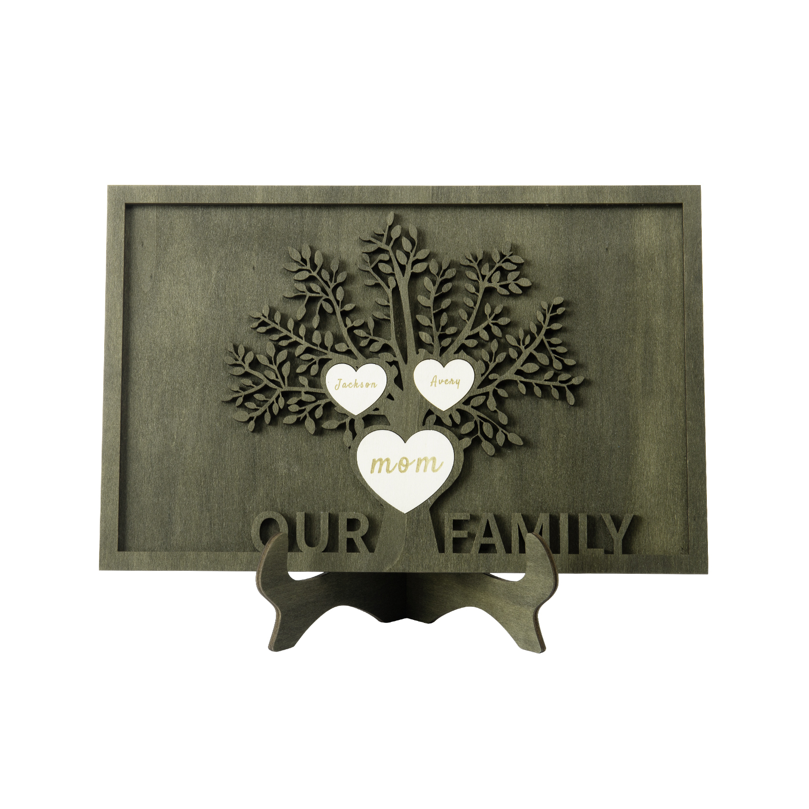 Family Tree Wood Frame Personalised Family Tree Sign Custom 3 Names Plaque-Jessemade AU