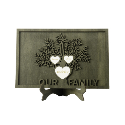 Family Tree Wood Frame Personalised Family Tree Sign Custom 3 Names Plaque-Jessemade AU