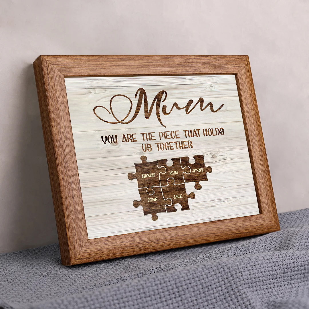 Personalised Mum Puzzle Picture Frame With Light Custom 5 Names Decor Gifts For Mother - You are the piece that holds us together-Jessemade AU