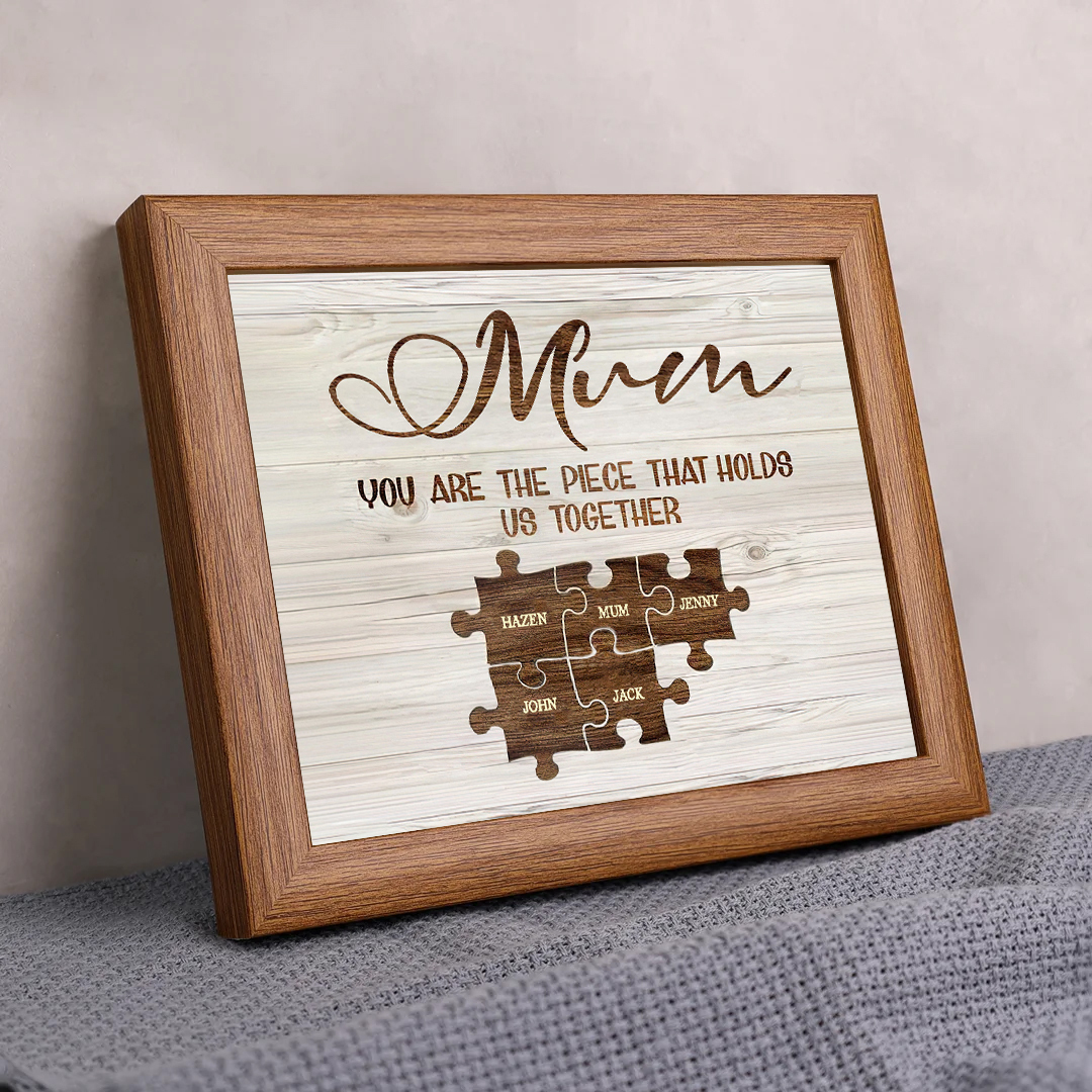 Personalised Mum Puzzle Picture Frame With Light Custom 5 Names Decor Gifts For Mother - You are the piece that holds us together-Jessemade AU