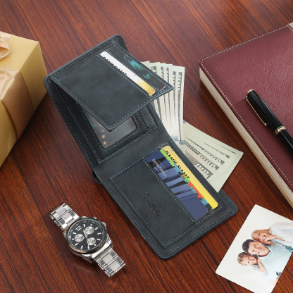 Personalised Monogram Wallet Custom Photo & Name & Letter Men's Leather Wallet Father's Day Gifts for Him