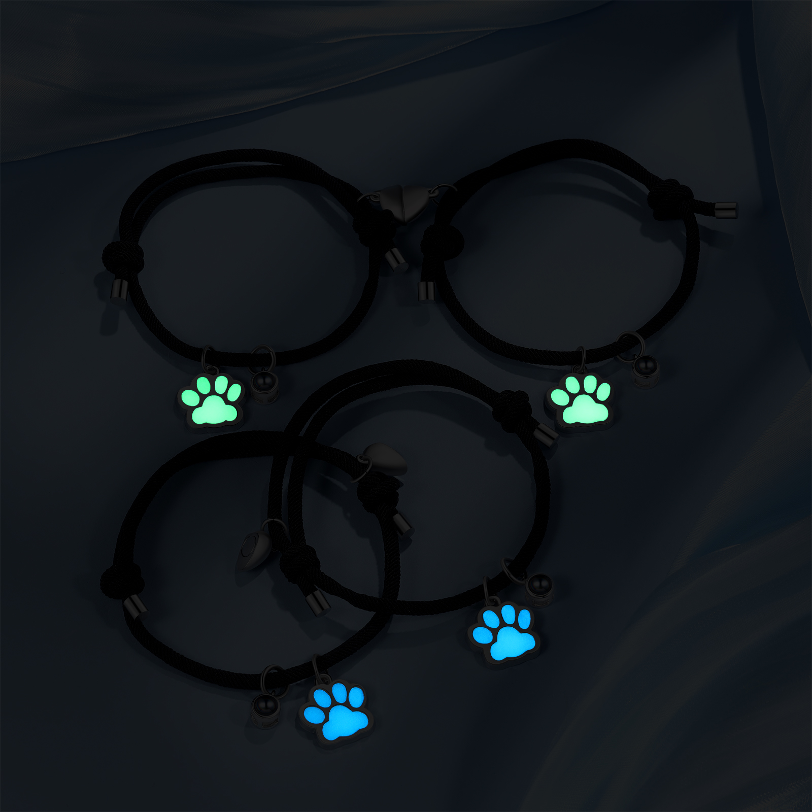 Personalised Photo Projection Bracelet Set Dog Paw Fluorescent Magnetic Bracelet Matching Gifts For Couples/Friends-Jessemade AU