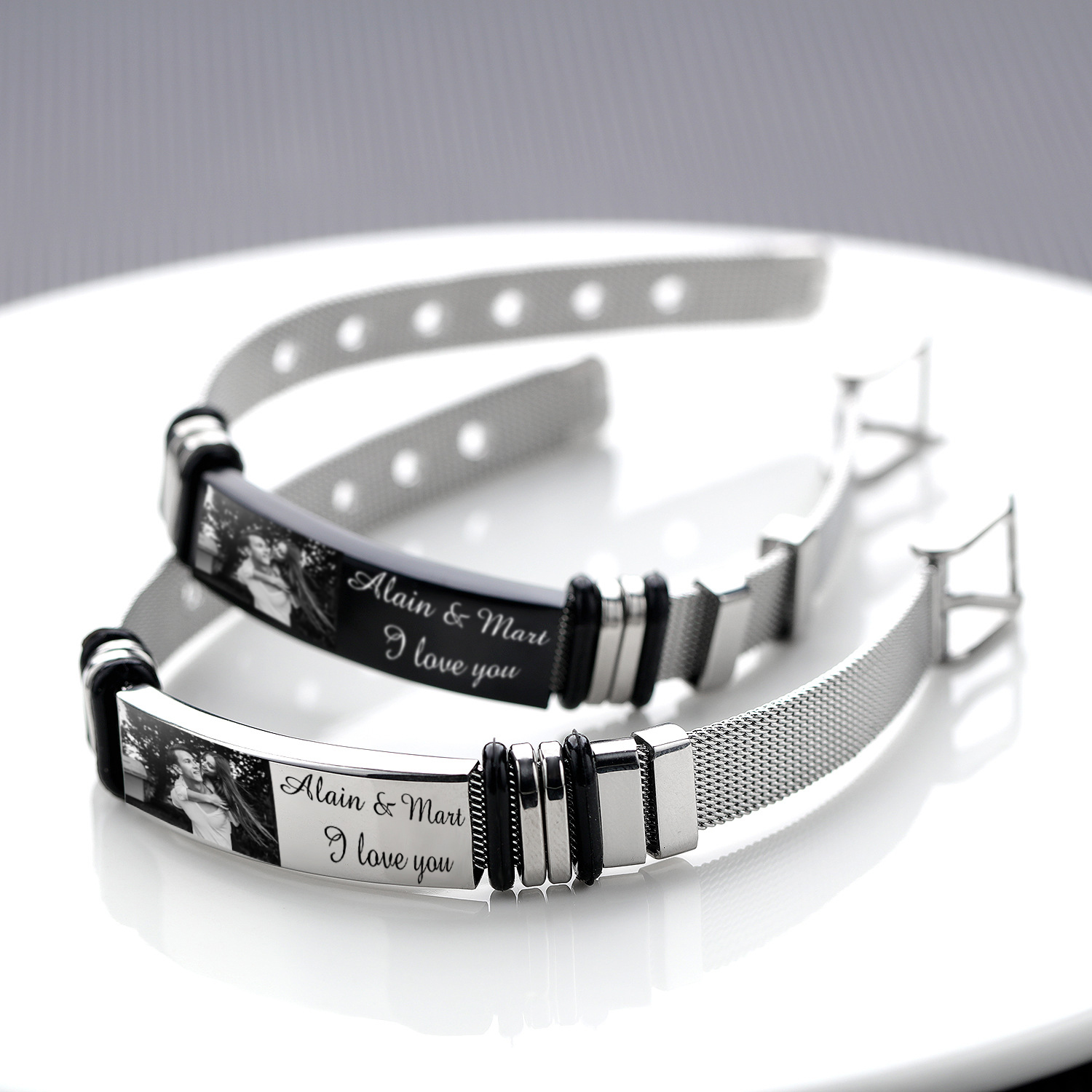 Personalised Men's Photo Bracelet Custom Photo ID Bar Watchband Bangle Gifts For Men-Jessemade AU