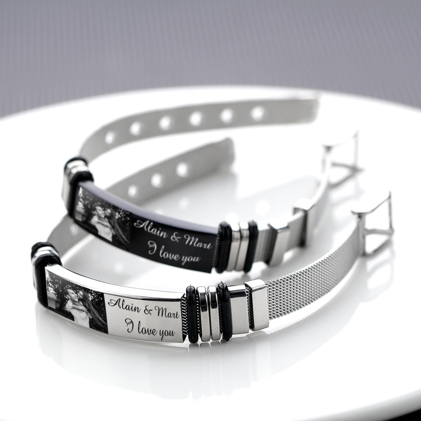Personalised Men's Photo Bracelet Custom Photo ID Bar Watchband Bangle Gifts For Men-Jessemade AU