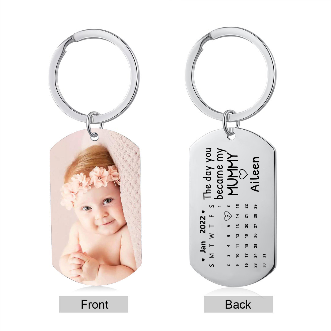 Personalised Calendar Keychain Custom Photo & Name Keychain Mother's Day Gifts - The Day You Became My Mommy/Mummy-Jessemade AU
