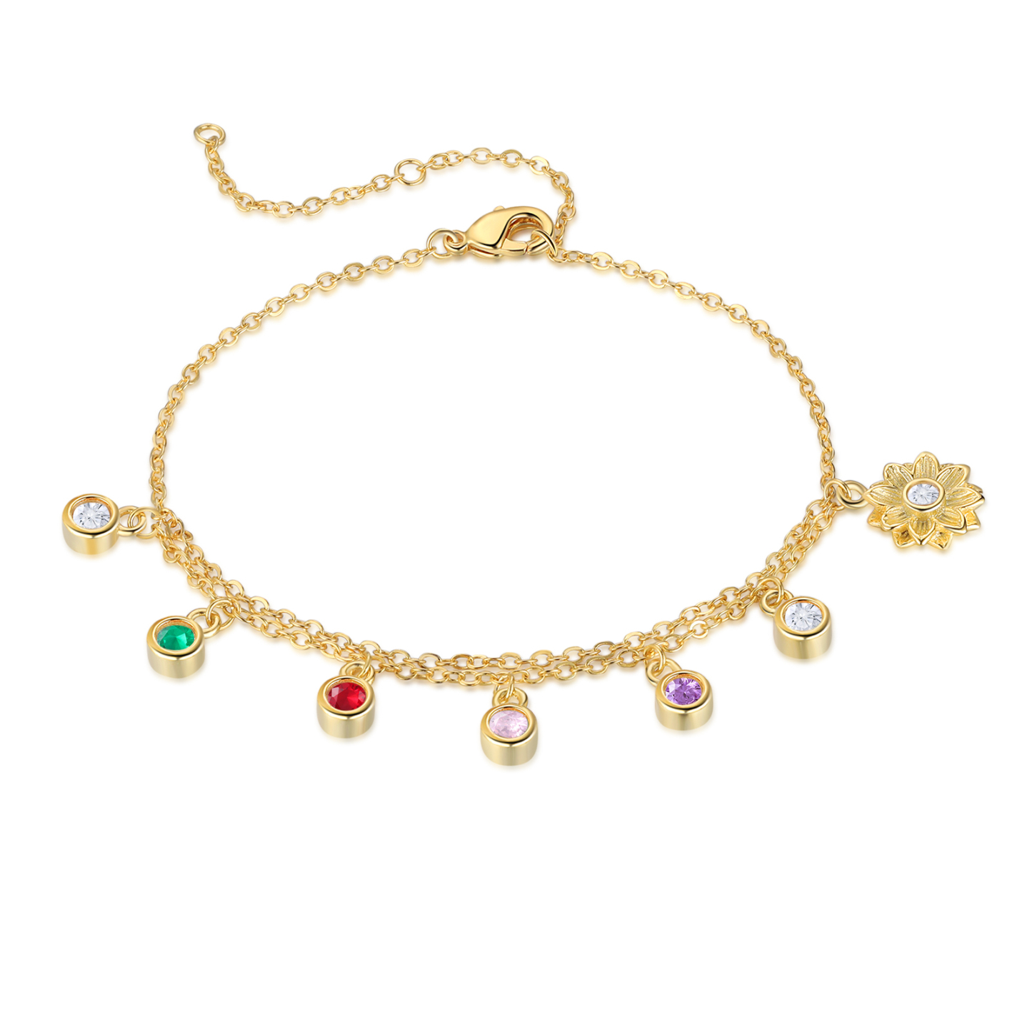 Personalised Women's Bracelet Custom 4 Birthstones Bracelet Gold Adjustable Bracelet Mother's Day Gift for Her-Jessemade AU