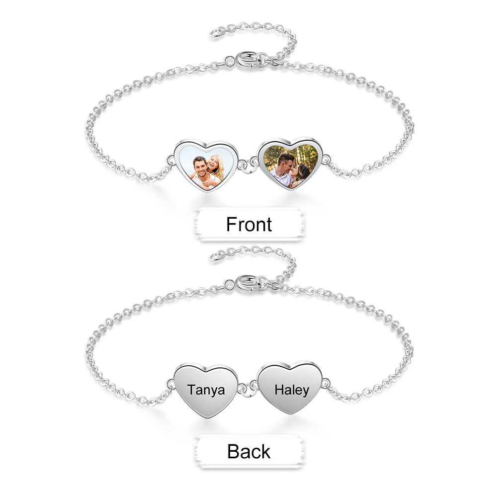 Personalised Heart Photo Bracelet Custom Photo Bracelet Gifts For Her-Jessemade AU