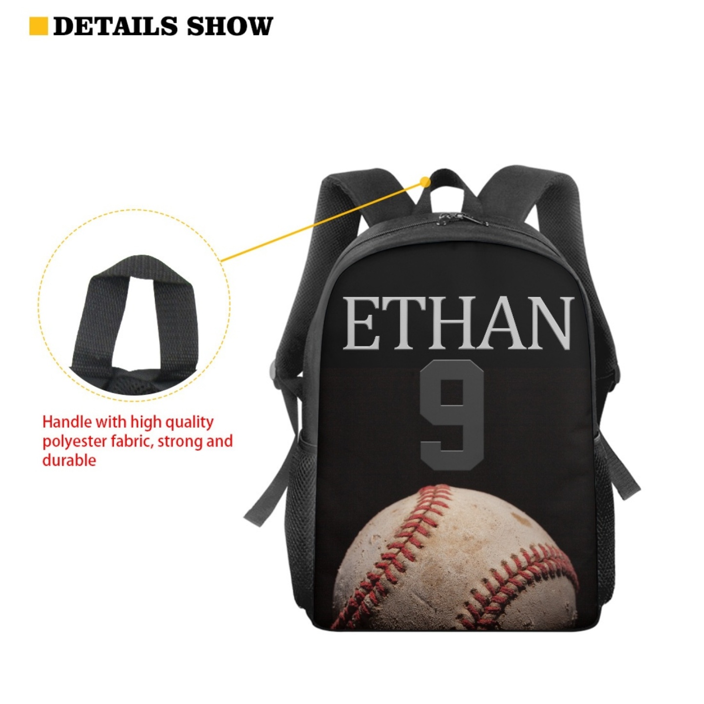 Custom Name and Number Backpack Personalised Baseball Schoolbag for Students-Jessemade AU