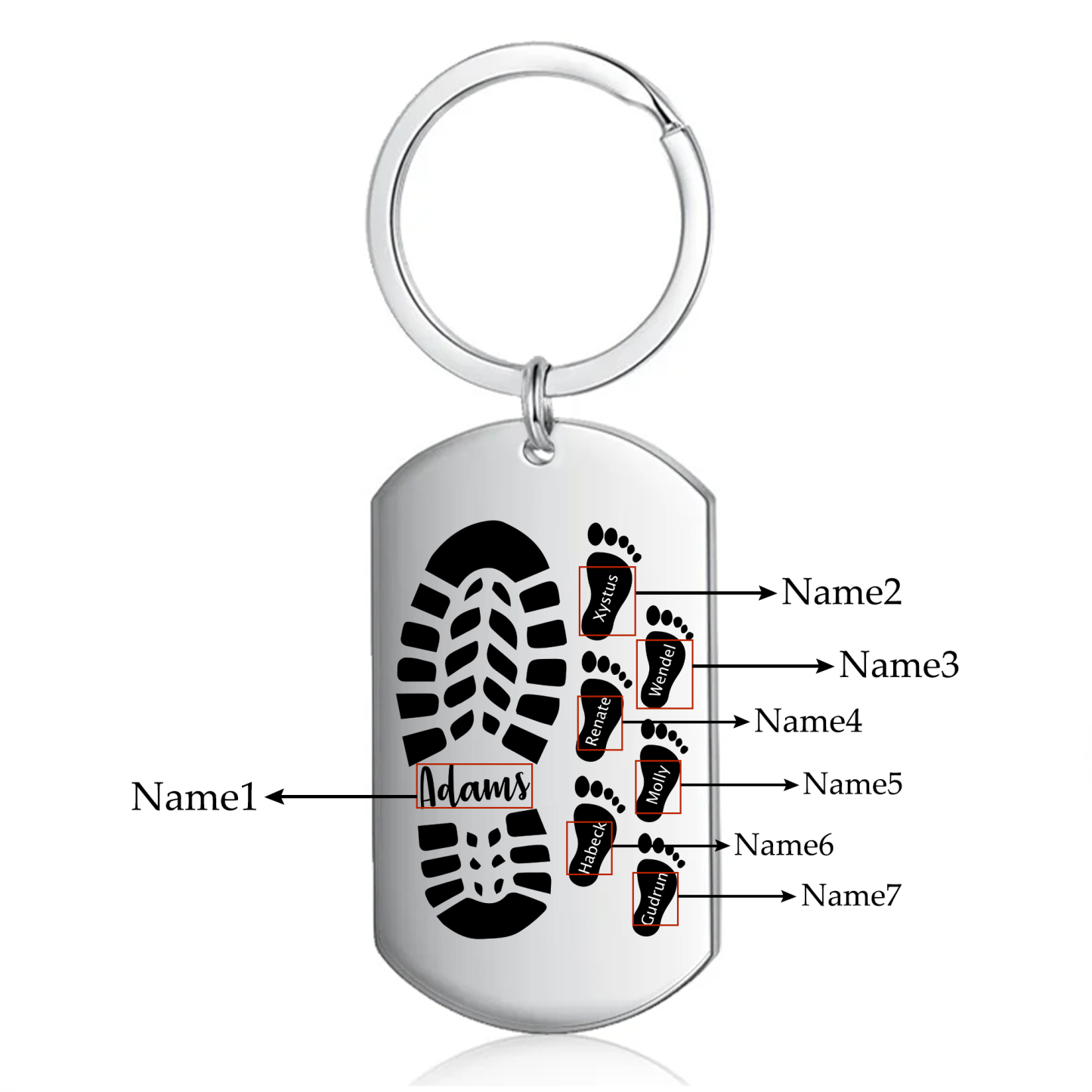Personalised 7 Names Keychain Custom Dad Shoe Baby Foot Keychain Father's Day Gifts-Jessemade AU