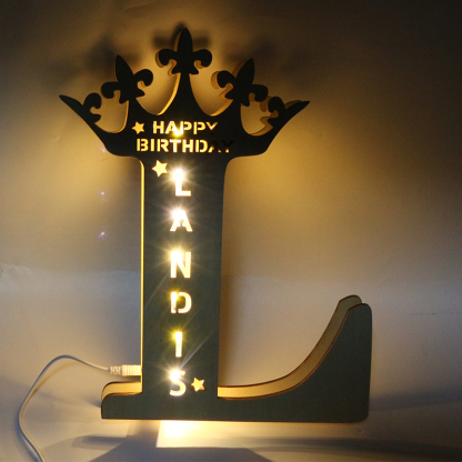 Personalised Name Crown Custom Letter Night Light best gift-Jessemade AU