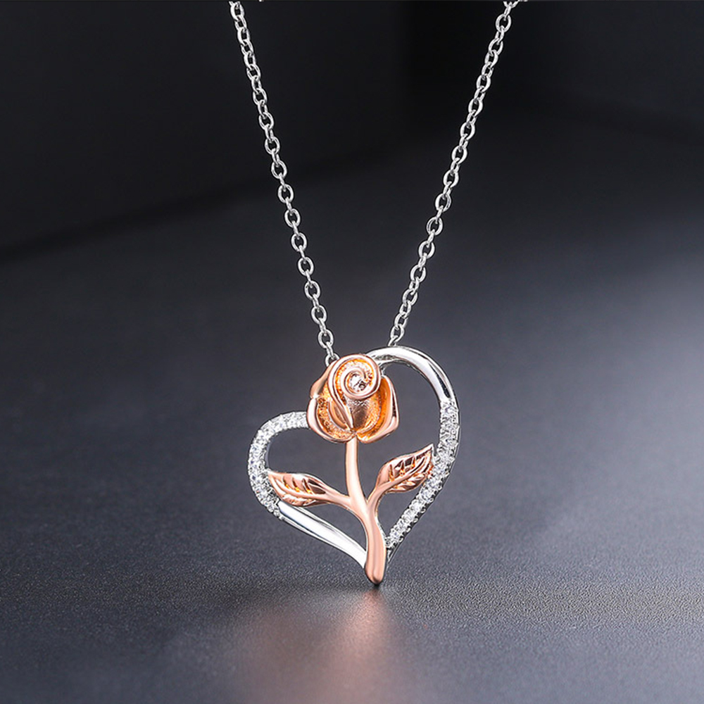 Silver Colour Rose Necklace-Jessemade AU