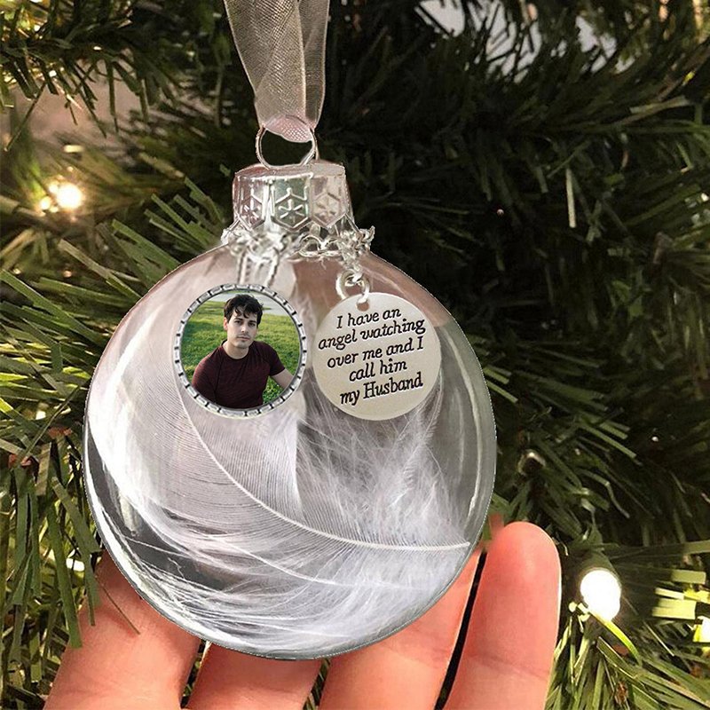 Personalised Christmas Feather Ball Custom Photo Memorial Ornament "I Have An Angel"-Jessemade AU