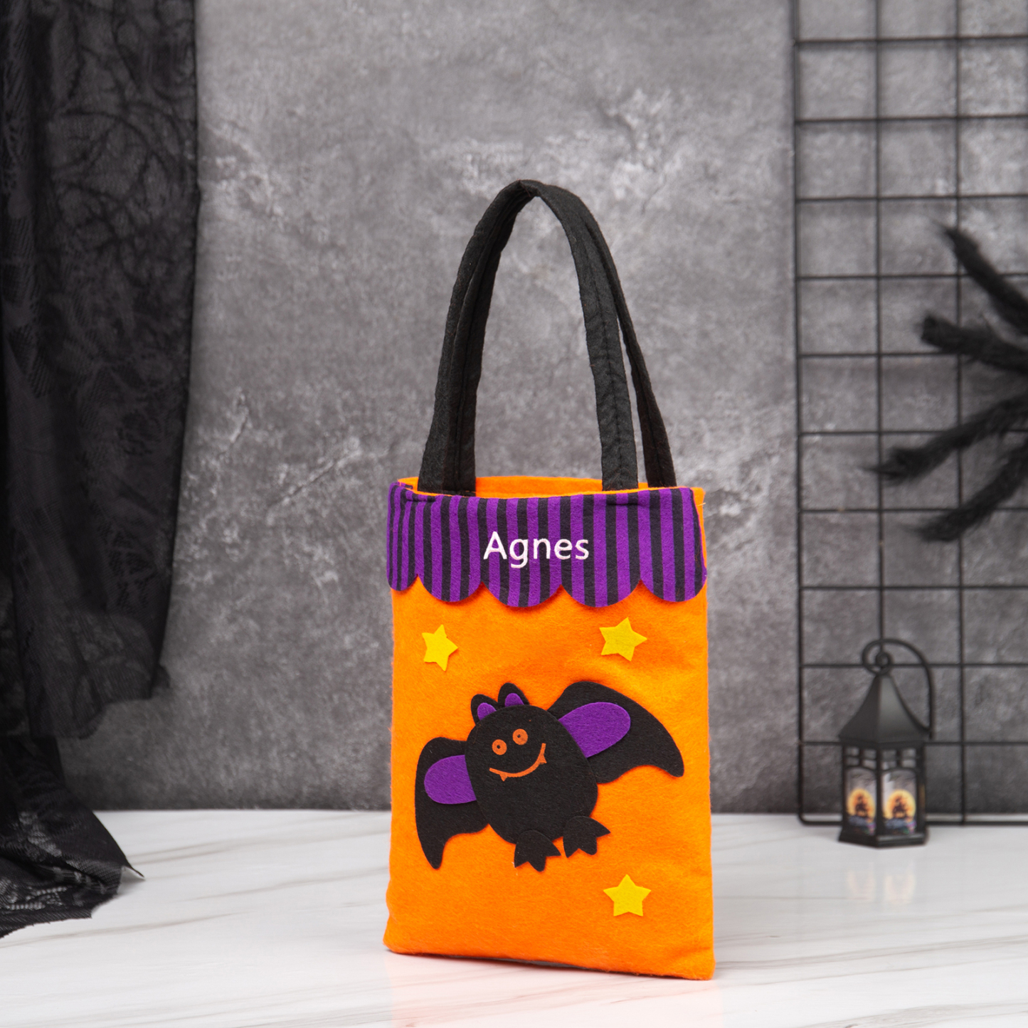 Personalised Halloween Tote Bags Custom 1 Name Tote Bag Halloween Candy Bag for Kids-Jessemade AU