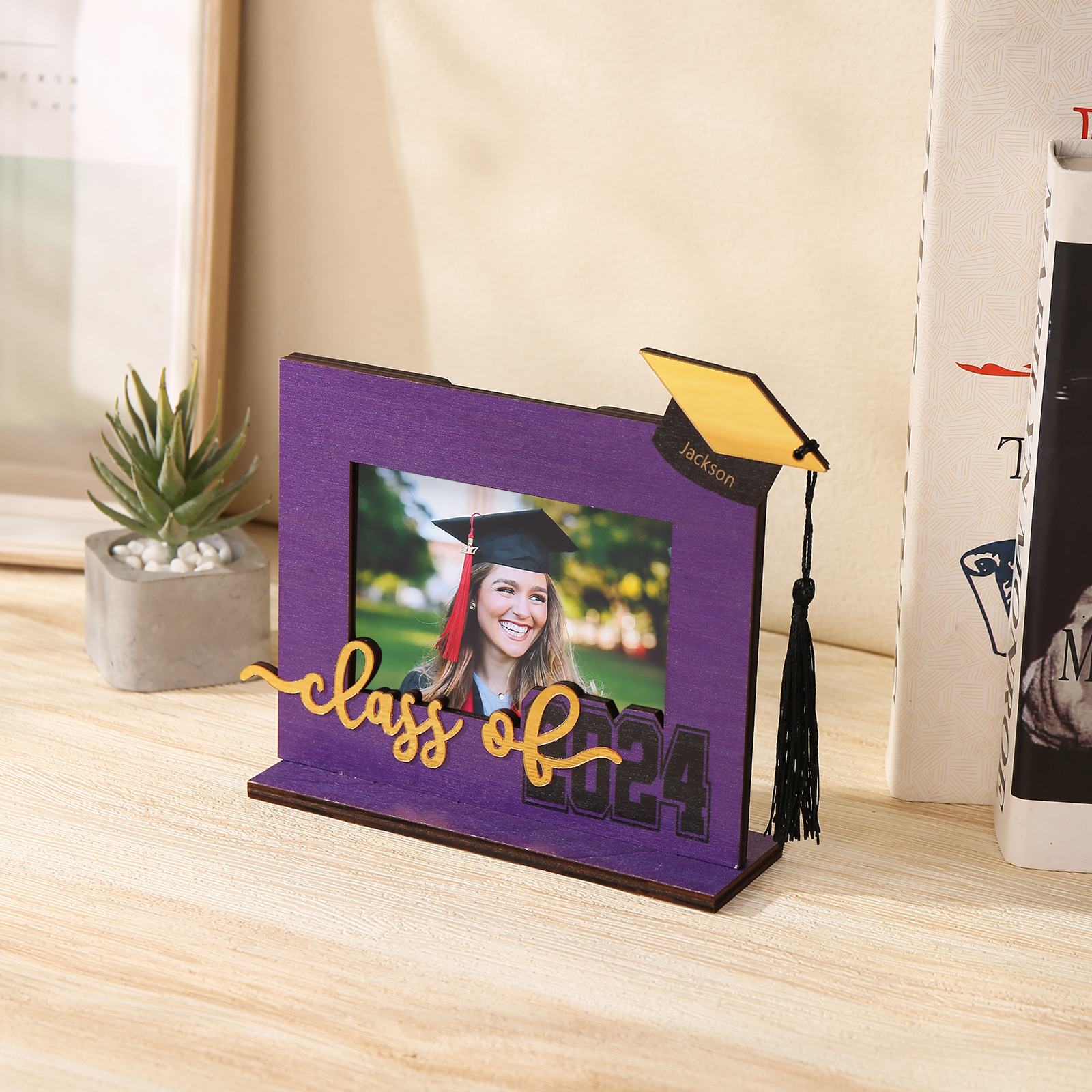 Class of 2024 Personalised Graduation Photo Frame Custom Name & Photo Wooden Frame Creative Gifts-Jessemade AU