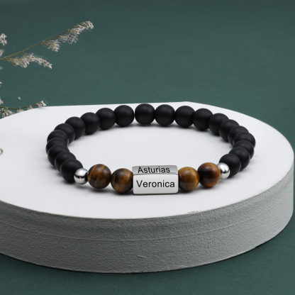 Personalised Round Beads Bracelet Custom Names Men's Bracelet Gifts For Him-Jessemade AU