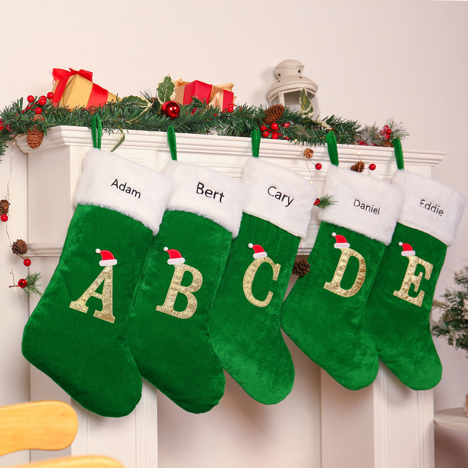 Christmas Letter Stockings Ornaments Custom 1 Name Fireplace Sock Decor Personalised Gifts for Family Friends-Jessemade AU