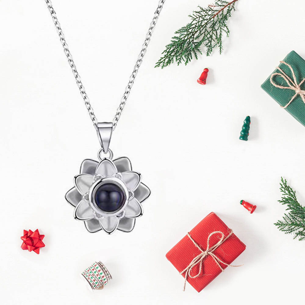 Personalised Flower Projection Necklace Custom Photo Necklace Creative Gift-Jessemade AU