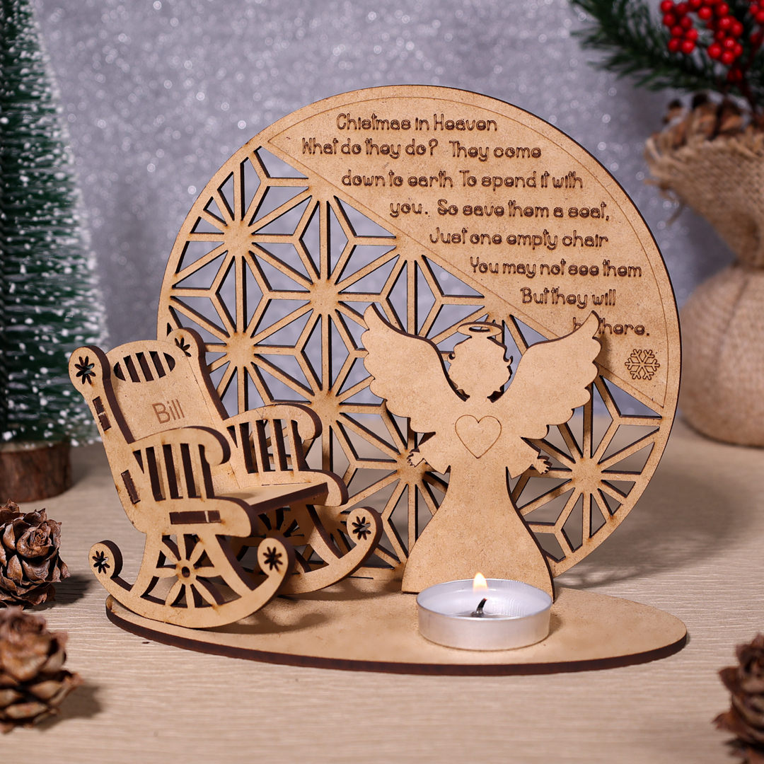 Personalised Christmas in Heaven Rocking Chair Ornament Memorial Tabletop Plaque-Jessemade AU