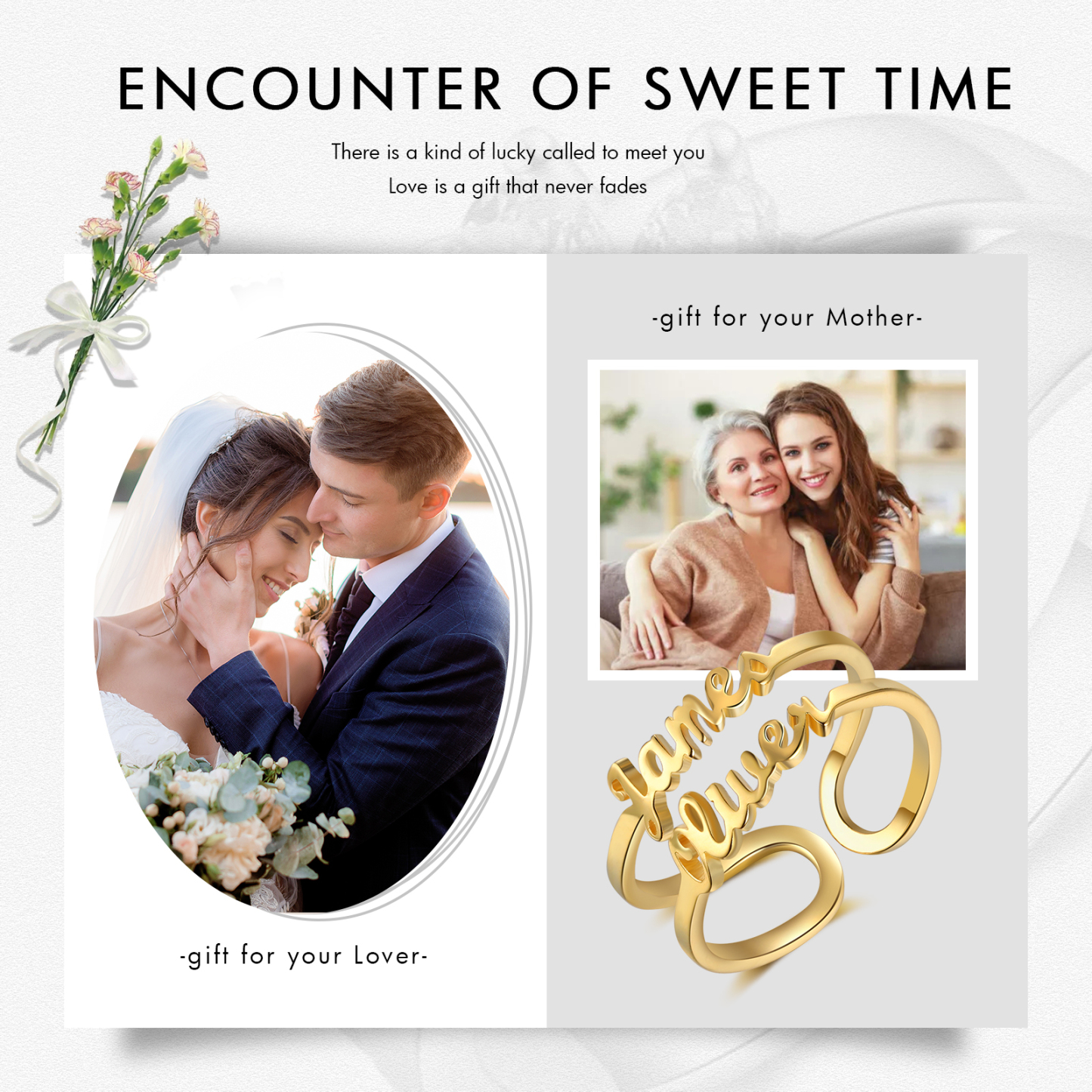 Personalised Family Name Ring Custom 2 Names Best Gift For Women-Jessemade AU