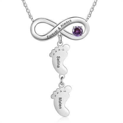 Mother's Day Gifts Personalised Infinity Baby Feet Mother Necklace Engraved 2 Names Necklace Gifts For Mom-Jessemade AU